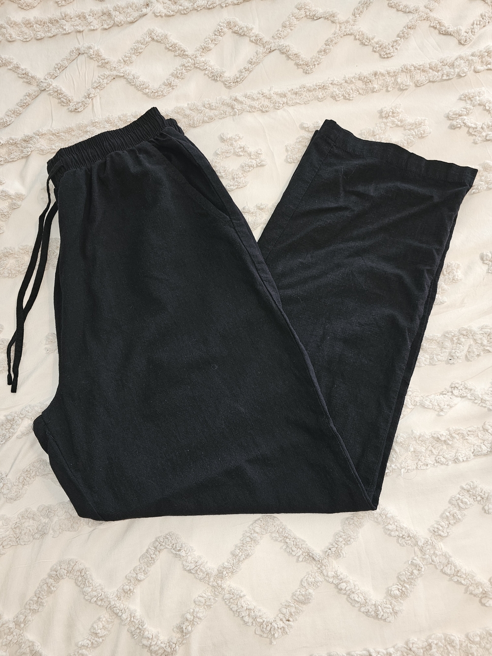 Coofandy Men's Black Elastic Waist Lounge Pants with Drawstring